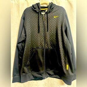 Nike Therma Fit Hoodie Front Full Zip Pockets   Black/Yellow Jacket Size XL
